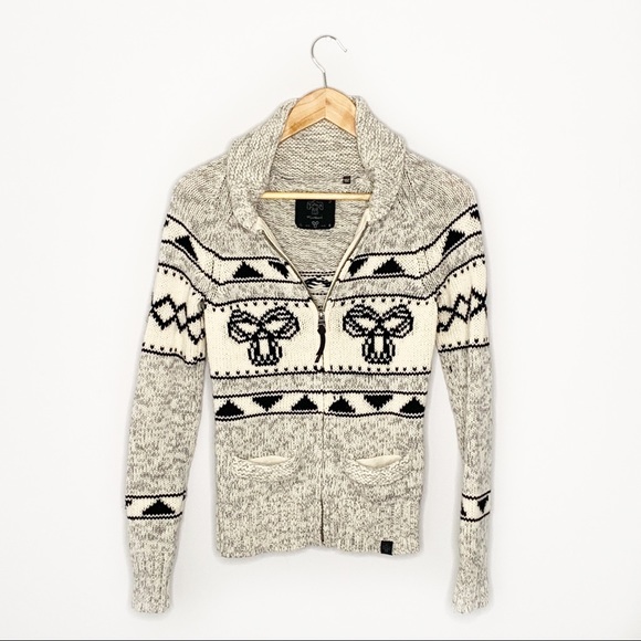 TNA Sweaters - TNA Heather Gray Zip Up 100% Lambswool Size S